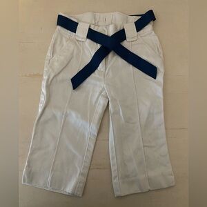 Janie and Jack Cream Trousers with Blue Belt